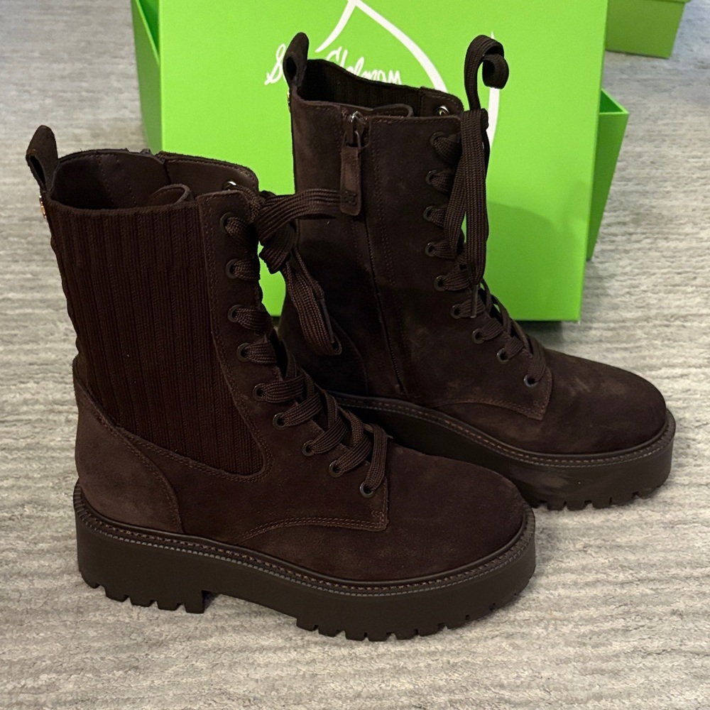 Sam Edelman Evina brown suede combat boots